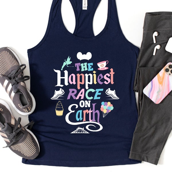 The Happiest Race On Earth Tank Top, Run Disney Bella Canvas Tanks, Disneyland Marathon Tank, Disney 5K Tank Top, Disney 10K Tank Top