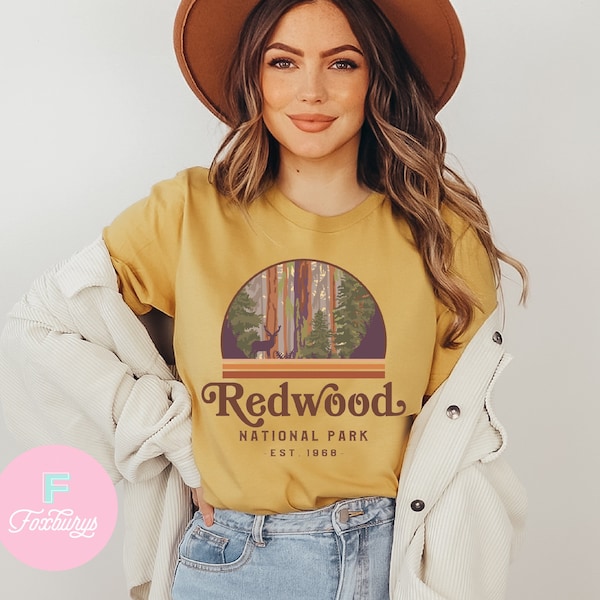 National Park Shirt, Redwoods Shirt, Camper Gift, Retro Shirt, Camp Shirt, Hiker Shirt, RV Shirt, Camping Shirt, Travel Shirt