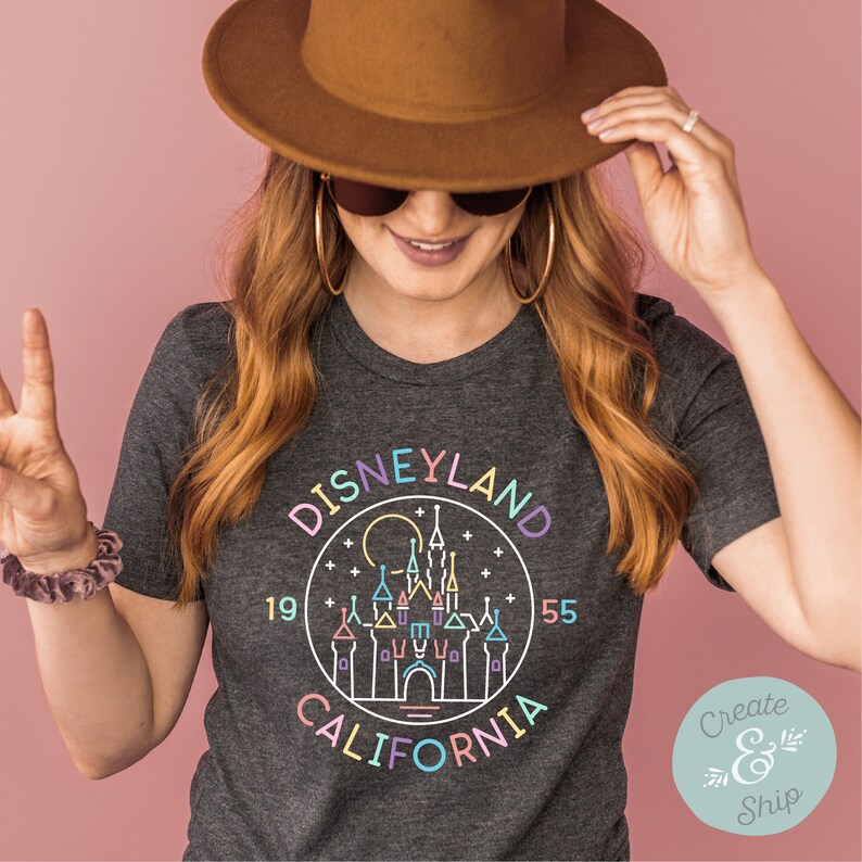 Disneyland Shirt Disney Castle Shirt California Adventure DARK HEATHER GRAY