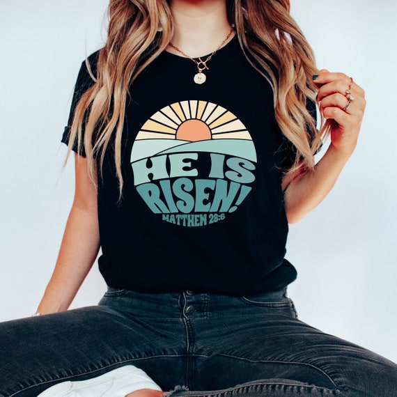 He Is Risen Shirt, Retro Christian Easter Shirt, Scripture Shirt, Kids Christian Easter Shirt, Easter Sunday Shirt, He Is Risen Toddler