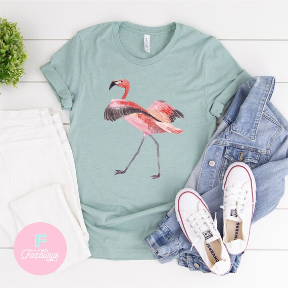 Flamingo UNISEX Shirt, Retro Shirt, Beach Shirt, Summer Shirt, Cute Shirt, Hippie Shirt, Festival Shirt, 70's Shirt, Ladies Beach Tank