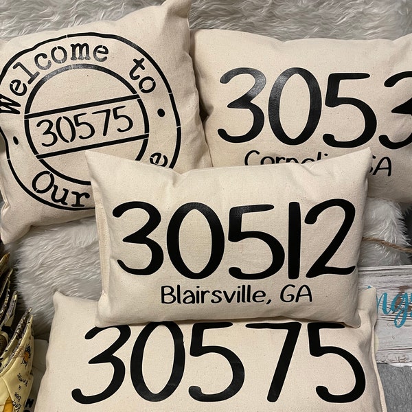 Monogrammed Zip Code Pillows Etsy