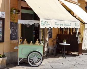 Gelato Shop in Italy Photography Print, Rustic Kitchen Decor