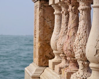 Venice Canal Columns Photo Print, Rustic Italian Wall Art