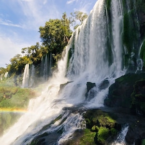 Landscape art Argentina art Home decor traveler Iguazu Falls Travel photography Nature Landscape rainbow Waterfall photo