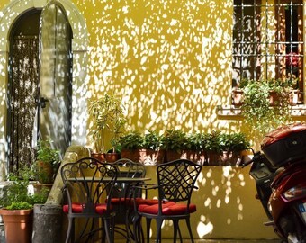 Sirmione Italy Photography Print, Rustic Yellow Door Decor