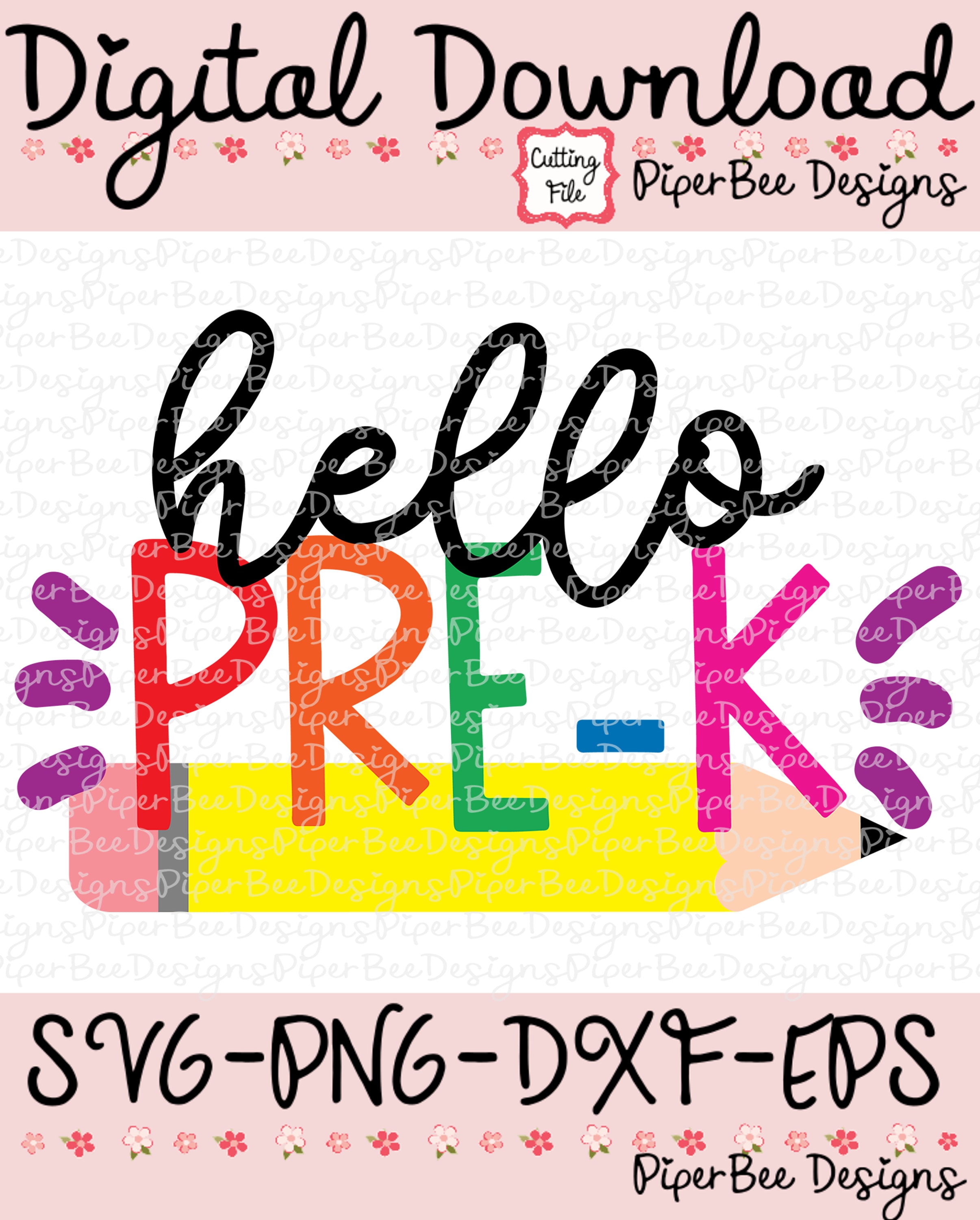 Hello Pre-K SVG Pre-K SVG Back To School Svg Pre-K Svg | Etsy