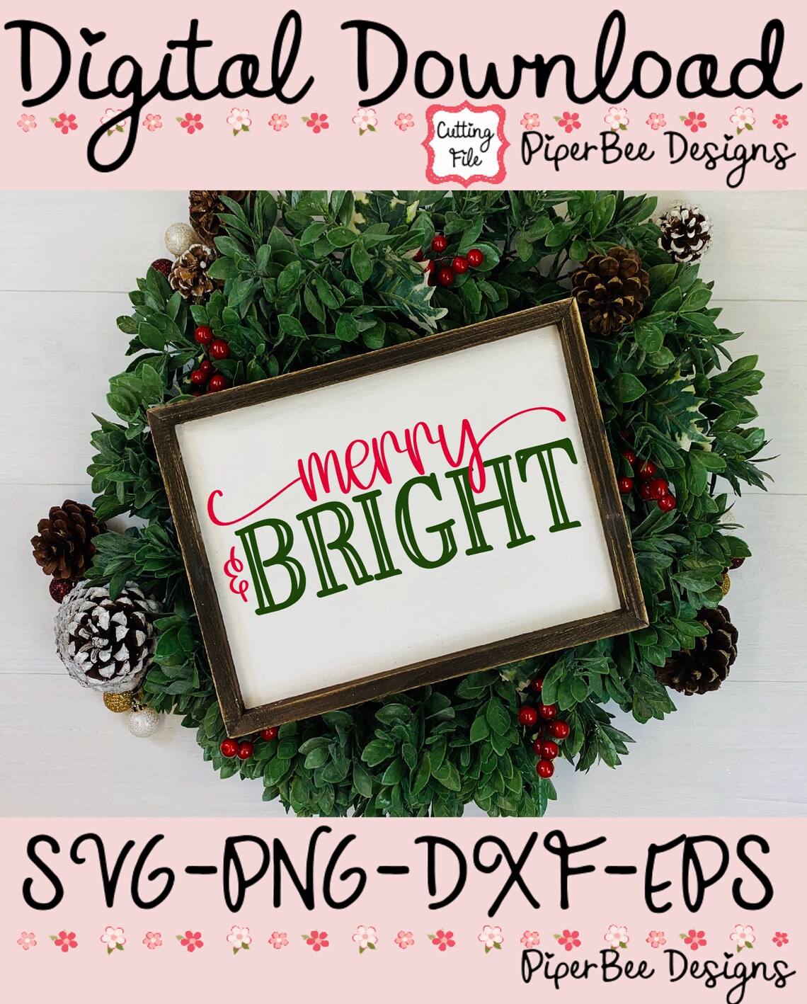 Merry & Bright SVG Merry Bright SVG Merry and Bright SVG | Etsy