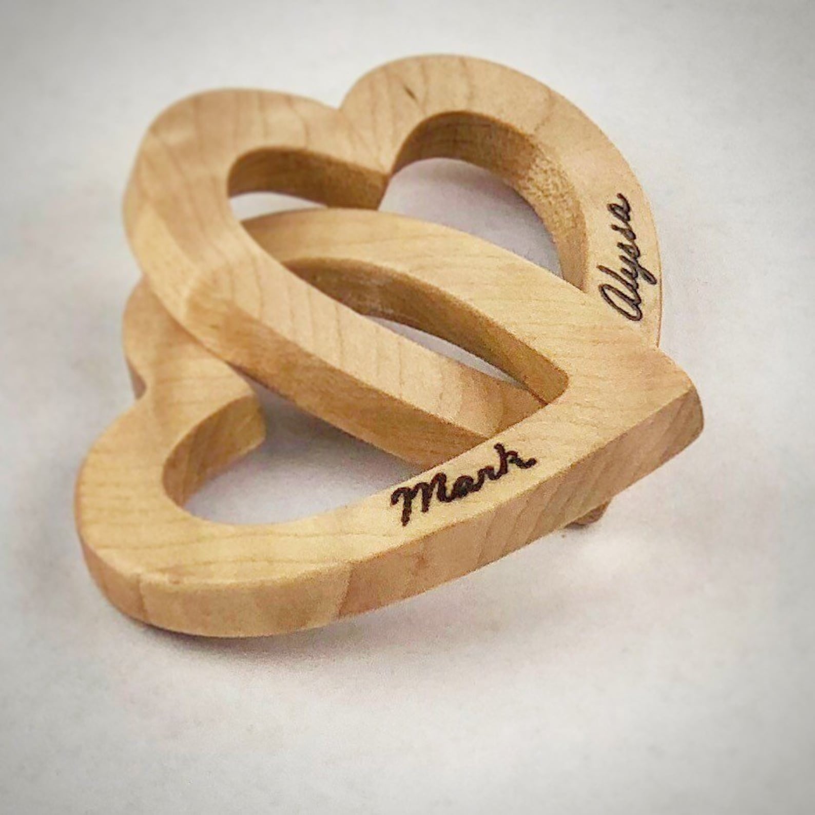 Personalized Interlocking Wood Hearts smaller Scale Perfect Etsy