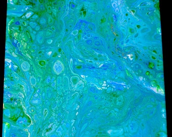 Hidden Treasure: One of a Kind Acrylic Abstract Fluid Pour Painting. Abstract Art. Fluid Art. Flow Art
