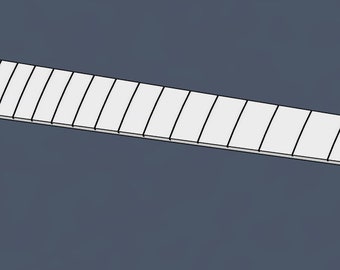 25,5" inch schaallengte toets: "fender scale", fretsleuven in de juiste positie, STEP-bestand, CNC gereed. Imperial/standaard/inch maatvoering.