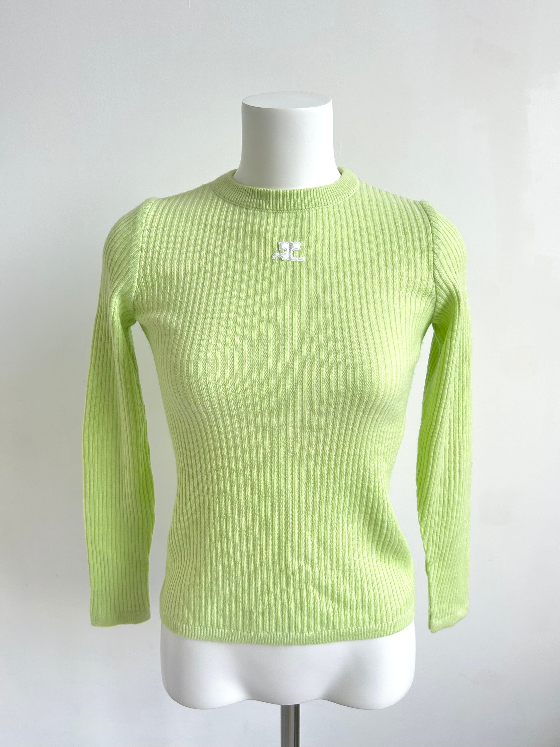 courrèges - vintage rib knit 1970s Vintage Courreges Top Yellow Ribbed Knit Ladies Size S