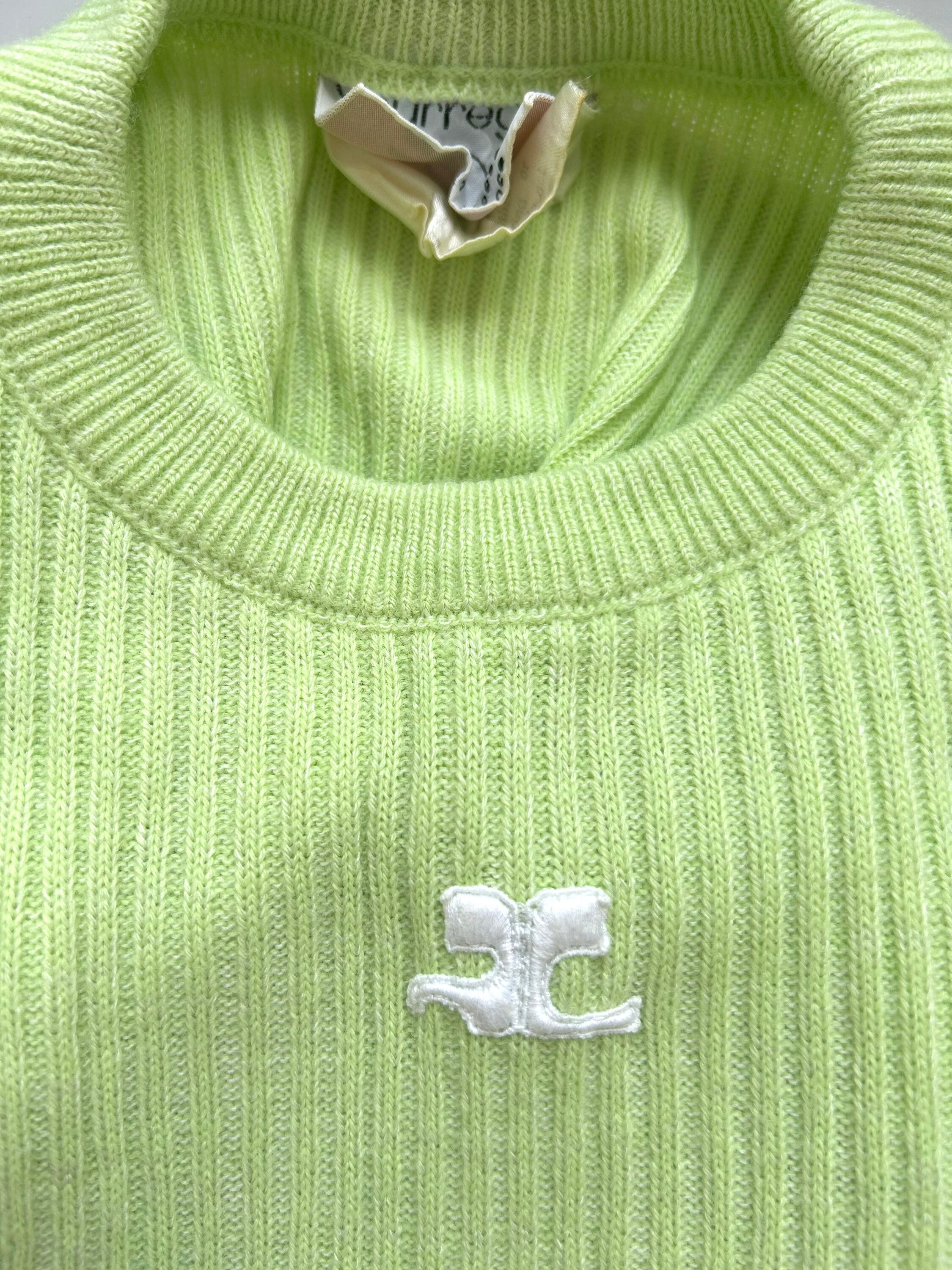 トップス vintage deadstock courreges sweat ee Courreges Ribbed Sweater Lime Green - Etsy