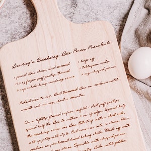 Handgeschriebenes Familienrezept auf Schneidebrett, Hostessengeschenk, Küchen-Schneidebrett, personalisiertes Brett, Geschenk für Paar, Benutzerdefiniertes Schneiden