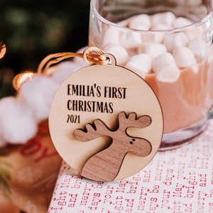 Babys First Christmas, Babies First Christmas Ornament, Wood Ornaments, Baby Ornament, Keepsake Ornament for Baby's First Christmas,
