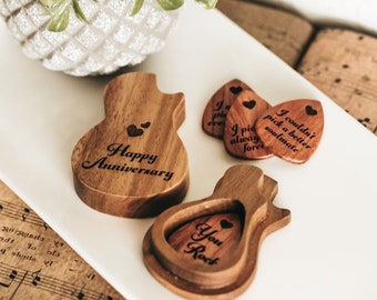 5th Wedding Anniversary Gift, Wooden Guitar Pick, 5 Year Anniversary Gifts for Wife, Wood Anniversary Gift for Her, Wood Gift,