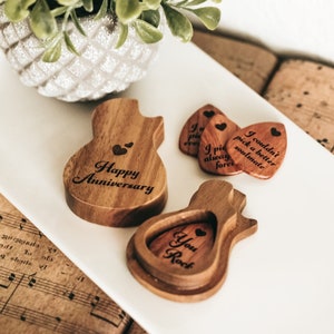 5th Wedding Anniversary Gift, Wooden Guitar Pick, 5 Year Anniversary Gifts for Wife, Wood Anniversary Gift for Her, Wood Gift,