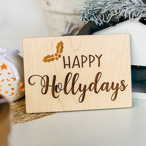 Fijne feestdagen kaart, houten kerstkaart, kerstwenskaart, vakantiecadeaukaart, lasergesneden kaart, aangepaste kerstkaart, gegraveerd