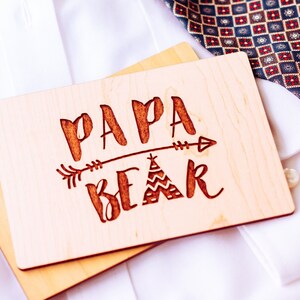 Regalo del Día del Padre Abuelo, Día del Padre Abuelo, Abuelo, Tarjeta de Madera, Papá Oso,