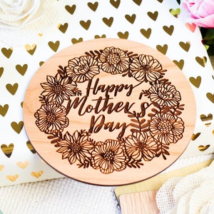 Happy Mothers Day Engraved Wooden Card, Personalized Mothers Day Card from Son, Wood Greeting Card, Grandma Mothers Day Card