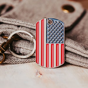 USA Flag Keychain Keyring for Him, Patriotic Theme Gifts, 4th of July Favors, American Flag Key Chain, Small Gifts for Him, Election Gifts