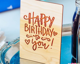 Daughter Birthday Cards, Engraved Wood Card, Happy Birthday Card, Birthday Card, Happy Birthday to You, Personalized Card, Birthday Message,