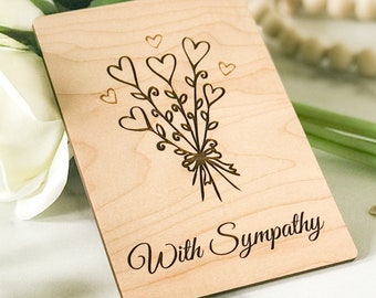 With Sympathy Card, Sympathy Gift Man, Sympathy Card for Him, Condolence Gift, Personalized Engraved Wood Card,
