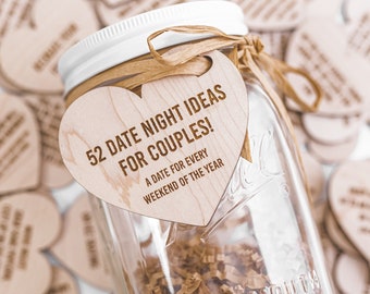Date Night Jar, 52 Date Night Ideas In Box, Gifts For The Couple, Wedding Gift, Date Night Notes, Wedding Box Of Dates, Anniversary Gift