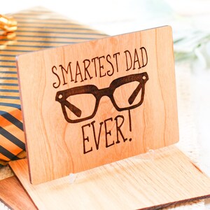 Fathers Day Gift from Kids, Fathers Day Card, Wooden Card, Smartest Dad Ever, Smart Dad,