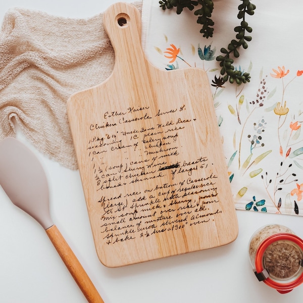Handgeschriebenes Rezept Schneidebrett, Holzbretter mit Handschrift, Weihnachtsgeschenk, Schneidebrett nach Wunsch, Rezeptgeschenk