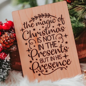 Cartolina di Natale cristiana Legno inciso al laser, Cartoline di Natale religiose 2023, Cartoline di Natale con messaggio di Gesù, Cartolina di Natale di Cristo per la Chiesa