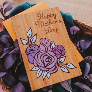 Alles Gute zum Muttertag Holz Grußkarte, Einzigartige Muttertagskarte, Muttertagsgeschenk vom Sohn, Muttertagskarte für Oma oder Frau