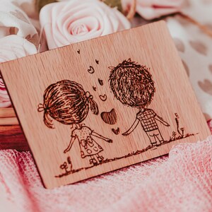 5th Wedding Anniversary Card for Husband Personalized, Engraved Wood Anniversary Card for Wife, 5 Years Anniversary Card for Him, Wood Card,
