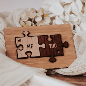 Tarjeta del 5o Aniversario, Aniversario de Boda, Tarjeta de Aniversario de Pareja, Tarjeta de Aniversario de Madera, Tarjeta de Piezas de Rompecabezas, Aniversario de Esposo,