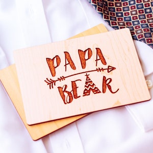 Papa beer, vaderdagcadeau van dochter, vaderdagkaart, gepersonaliseerde cadeaus voor vader, houten kaart,