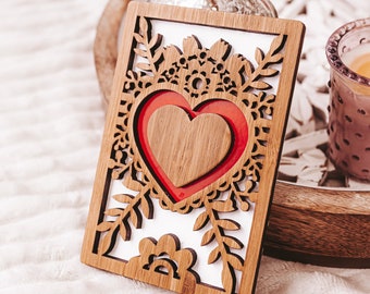 Husband Valentines Card, Valentines Day Gift for Husband, Valentines Day Card for Him, Wooden Love Card, Heart Cards,