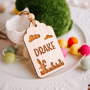 Easter Basket Tags, Personalized Easter Basket Kids Name Tag, Wooden Easter Decoration, Easter Name Gift Tags, Easter Place Cards,