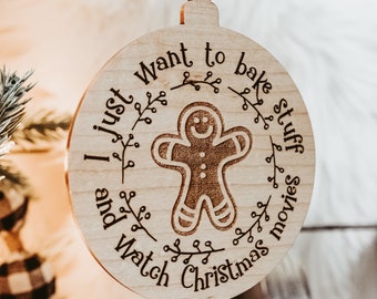 Gingerbread Man, Baking Cookies, Watch Christmas Movies, Wooden Hanging Christmas Decoration, Rustic Holiday Decor, Christmas Ornament,