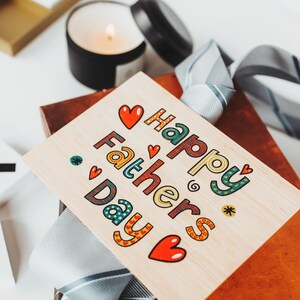 Vaderdag echtgenoot, Happy Fathers Day, gepersonaliseerd cadeau, houten kaart,