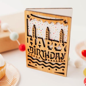 Happy Birthday Card, Wooden Birthday Card, Birthday Gifts for Her, Wood Greeting Card, Unique Birthday Cards,
