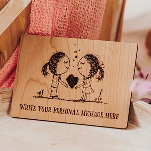 Cartão de Dia dos Namorados Lésbico, Cartão de Aniversário para Casamento do Mesmo Sexo, Cartões LGBTQ, Cartão de Madeira, Cartão de Casamento para Casal Gay, Cartões de Amor Gay