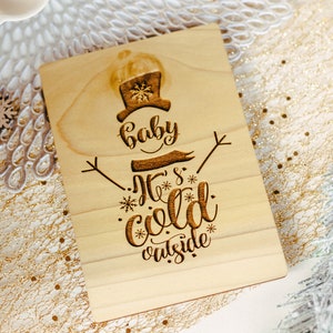 Carte de bébé de Noël en bois, carte bébé sa carte extérieure froide, carte de douche de bébé d’hiver, carte de Noël gravée, carte de remerciement, meilleur cadeau pour Noël