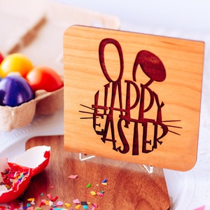 Cartão de feliz Páscoa, recheios de cesta de Páscoa, cartão de Páscoa, presentes de Páscoa personalizados, cartão de madeira gravado, presente de Páscoa infantil, cartão de coelhinho da Páscoa