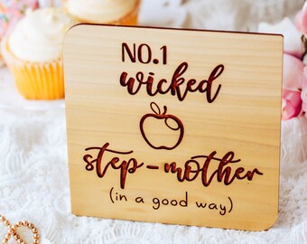 Happy Mothers Day, Wicked Stepmother, Funny Mothers Day Card for Stepmom, Wood Mother's Day Card, Funny Cards for Stepmom,