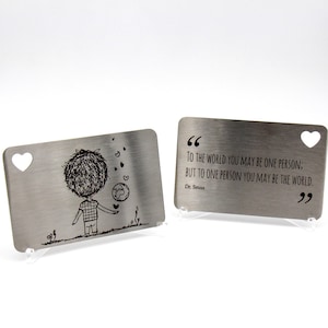 RVS portemonnee kaart vriendje, leuke vriendje cadeau Valentijnsdag, portemonnee liefdesbrief, 11e verjaardag cadeau staal, romantisch cadeau voor hem