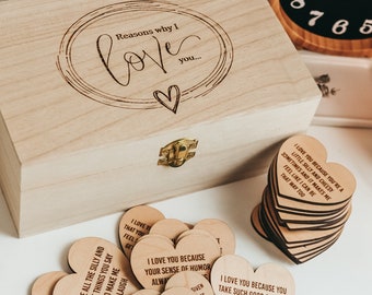 Reasons Why I Love You, 1 Year Anniversary Gift For Girlfriend, Engraved Heart Ornament, Gift For Him, Laser Engraved Hearts, Personalized