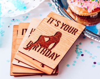 Happy Birthday Card, Sexy Gift for Him, Wood Card, It's Your Birthday, Bday Cards for Men, Personalized Birthday Cards for Boyfriend
