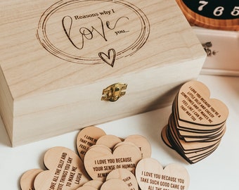 Love Quotes, Reasons Why I Love You, Wooden Heart, Valentines Day Gift for Wife,