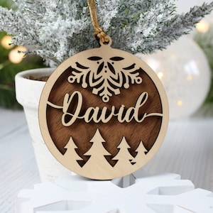 Personalized Wooden Christmas Ornament with Name, Custom Wooden Name Ornament for Kids, Wood Xmas Decor, Tree Ornaments 2023 Ornaments