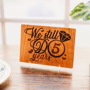 5 Year Anniversary Gifts for Women, 5th Anniversary Card, 5th Anniversary Gift for Her,  5th Anniversary Wood,